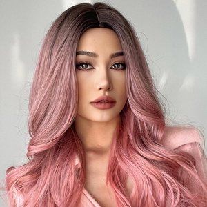 Fashion Wave Synthetic Long Wigs in Pink